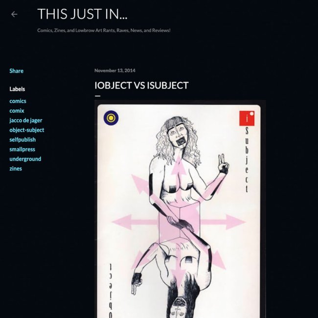 iObject vs iSubject is a 28-page, full size B&W silent comic with color covers. Written and illustrated by Jacco de Jager of DonorBrain.